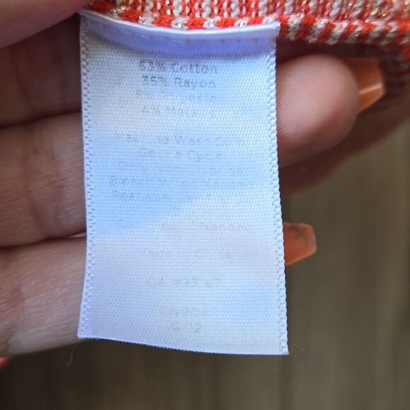 Talbots Orange and Silver Metallic Striped Cardigan - Picture 5 of 5